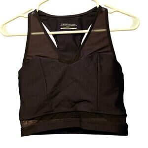 Lanston Sport black sheer paneled sports bra size small